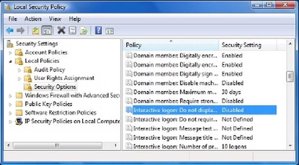 Local setting. Interactive Logon: dont display last signed-in.