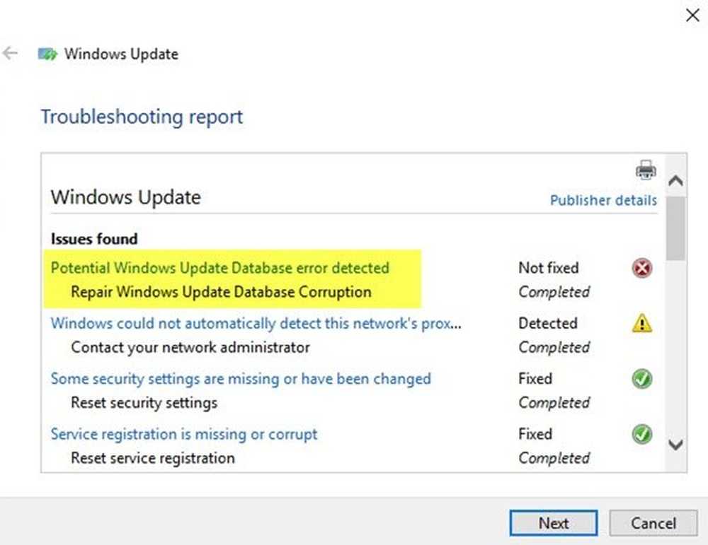 Windows update troubleshooter