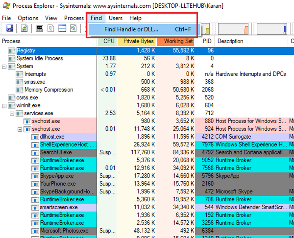 Runtime broker exe. Process Explorer.