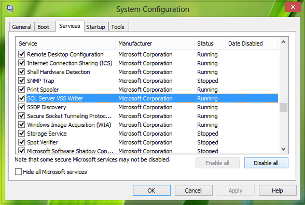 Desktop configuration. Software Shadow copy for Windows XP.