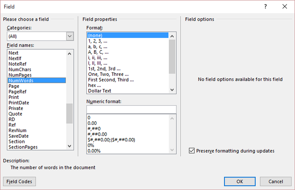 Numeric format